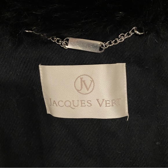 Jacques Vert black coat with faux fur collar and cuffs and toggle closure - Picture 9 of 10